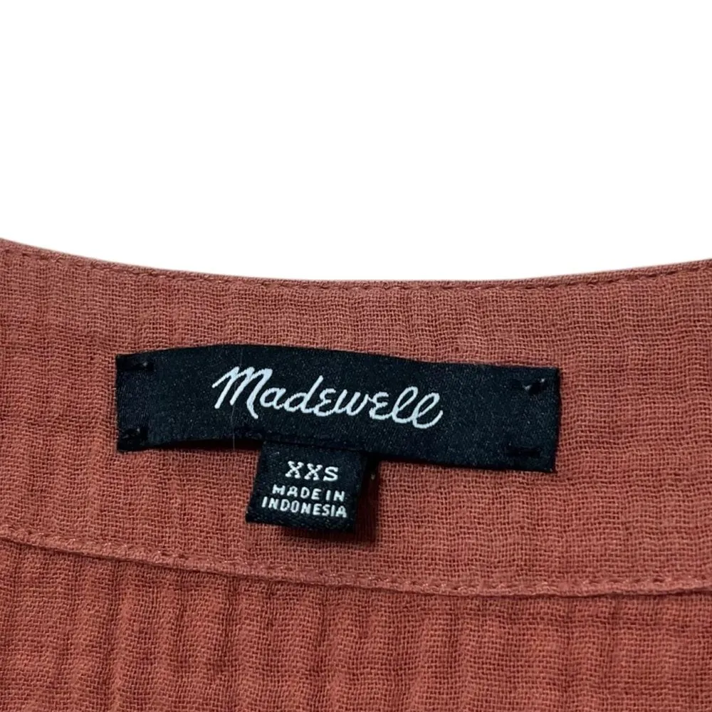 Madewell Seersucker Knit Midi Dress Red Button Front Women’s Size XXS Cotton - Image 13