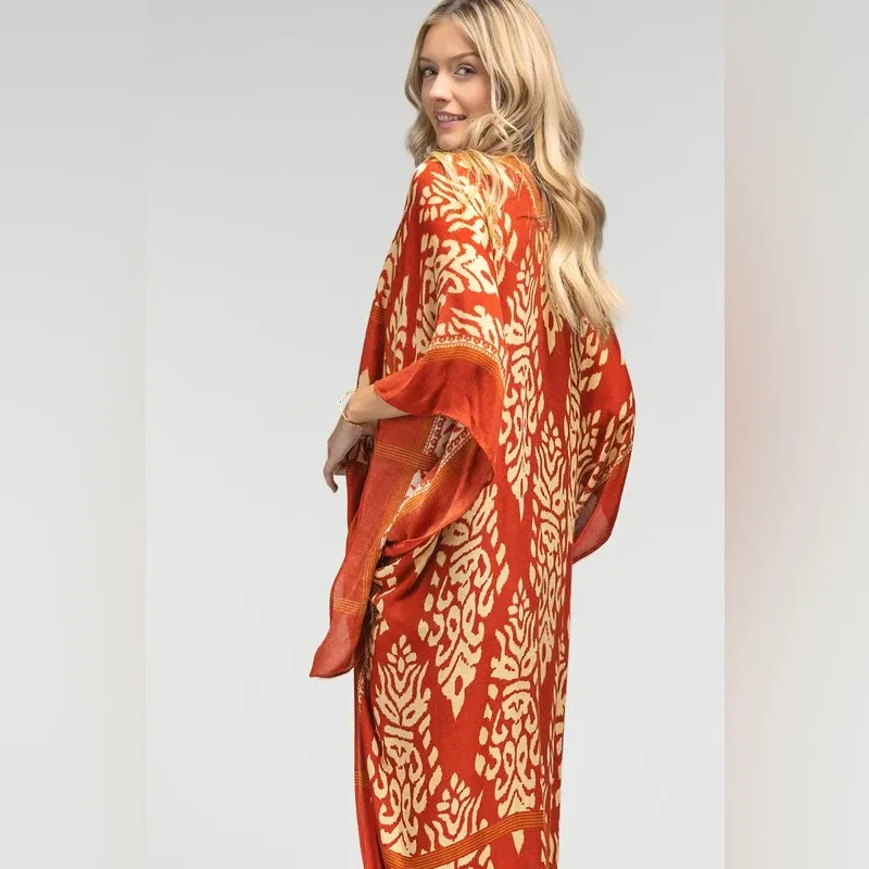 NWT Macchia di Ruggine Rust Longline Kimono Orange Size undefined - Image 7