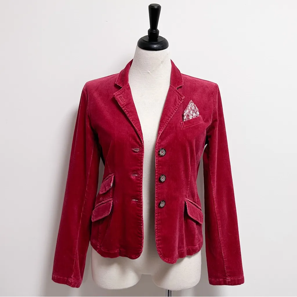 American Eagle Raspberry Red Corduroy Button Front Handkerchief Vintage New - Image 6