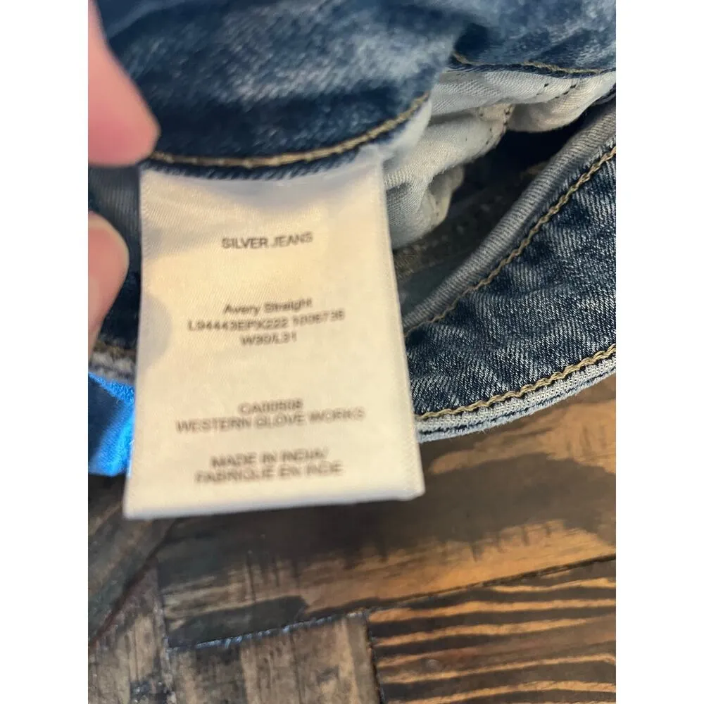 Silver Avery Straight Leg Jean Women 30 Western Boho Cowgirl Aztec Grunge Preppy Blue - Image 3