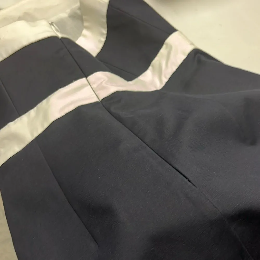 Milly Navy White Strapless Zip-Up Dress Gold-Tone Chain Nautical Mini-Size 4 - Image 4