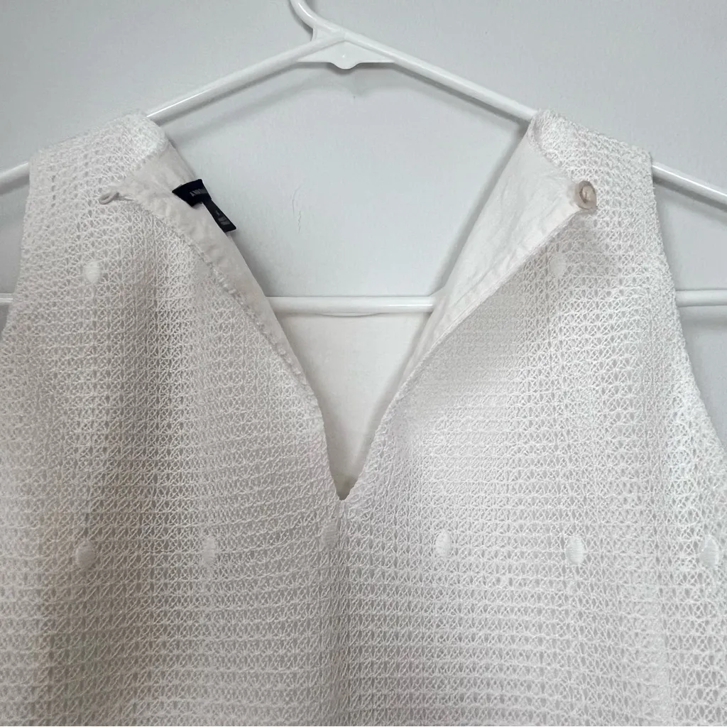 Ann Taylor Size 4 White Sleeveless Embroidered Floral Lace Sheath Dress - Image 8