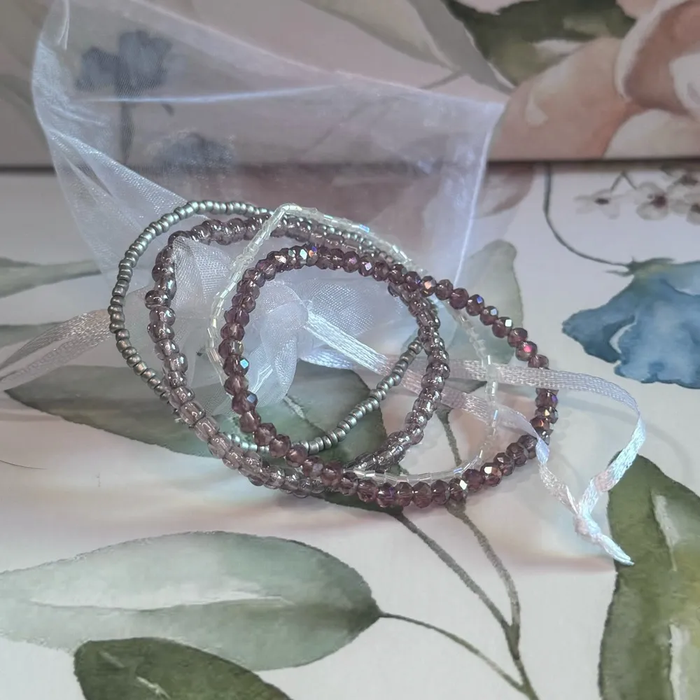 Elegant Beaded Bracelet Set Silver - Image 3