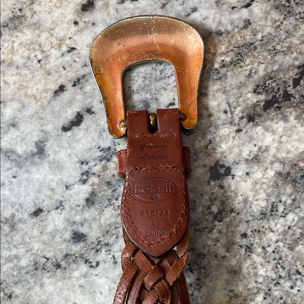 Vintage Fossil Concho Studded Brown Leather Belt  Size S - Image 4