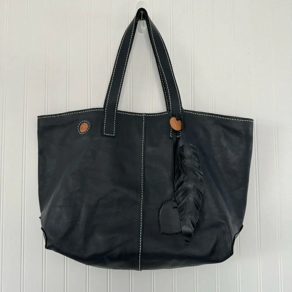 KRIS Designs Handmade Large Navy Leather Tote India - Image 3