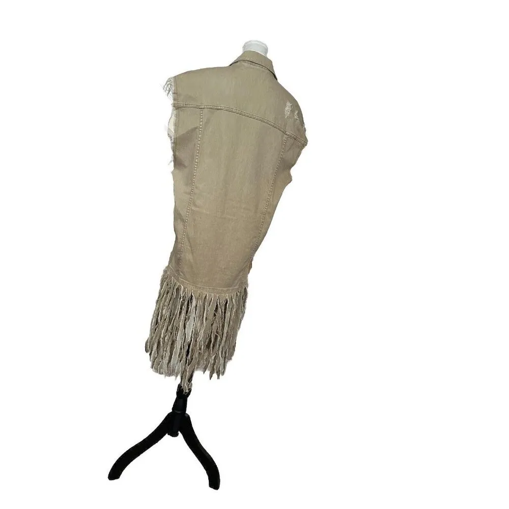 Anthroplology Alexander Bueno Distressed Fringe Dress Jacket Shacket Sz S/M - Image 4