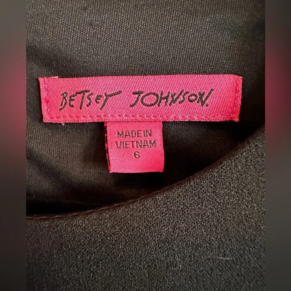 Betsey Johnson Womens Crepe Puff Sleeves Sheath Dress Black 6 - Image 6