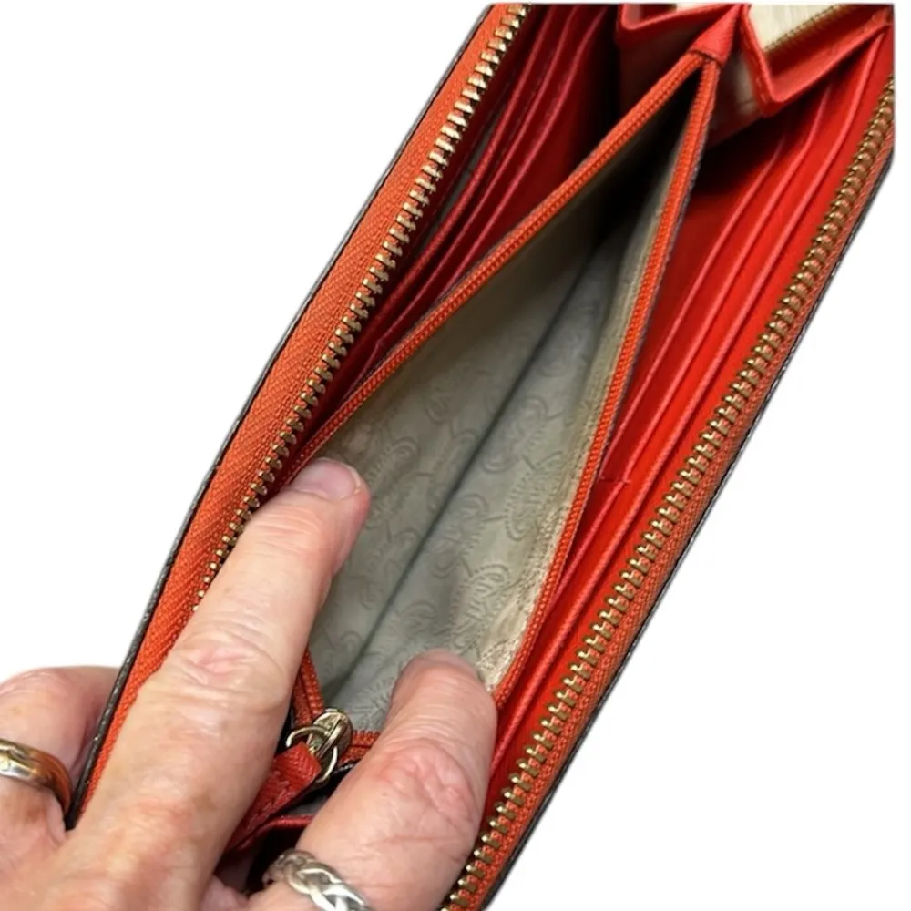 Michael Kors Red Safiano Leather Zip Around Continental Wallet - Image 12