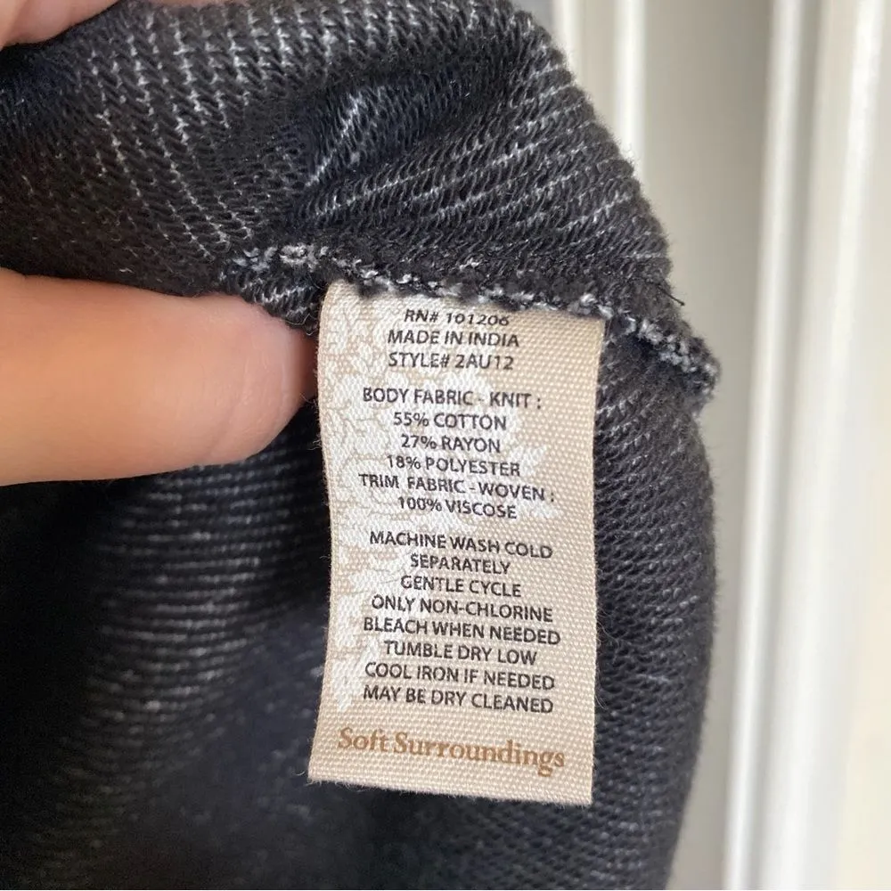 SOFT SURROUNDINGS York Tiered Pullover Sweater Gray Black Chiffon Size Medium - Image 7