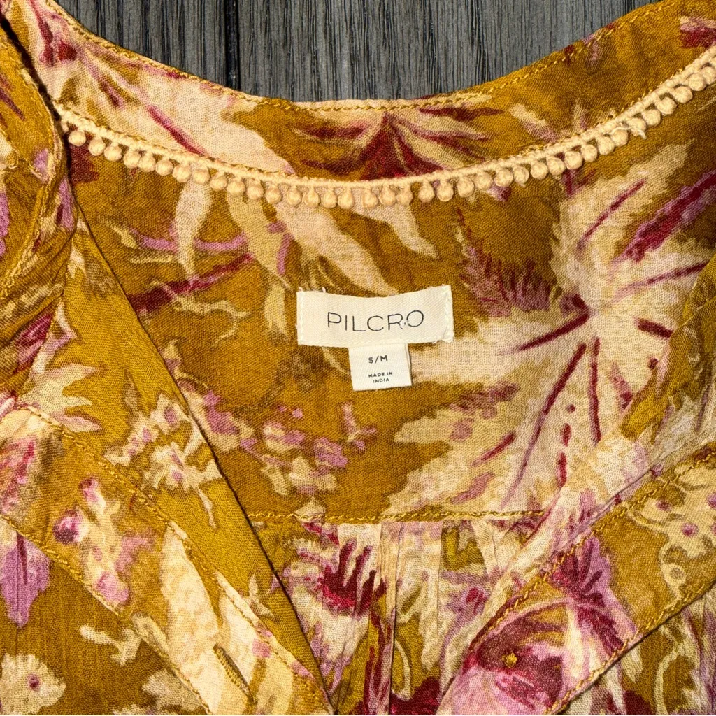 Pilcro Anthropologie Short Sleeve Batwing Buttoned Blouse Top Floral Size S/M - Image 9