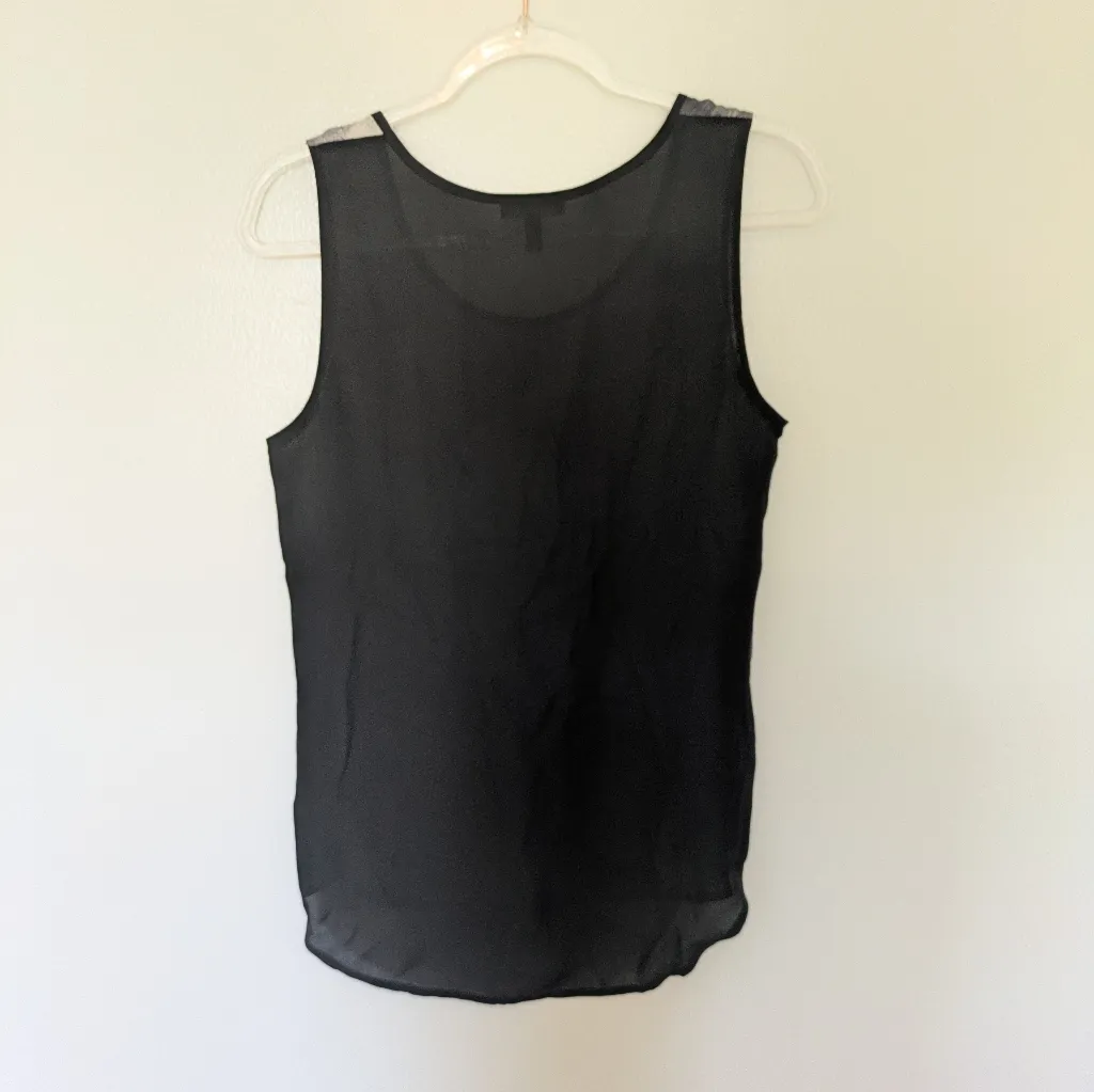 Eileen Fisher Silk Tank Top Abstract Print Grey Black Small - Image 6
