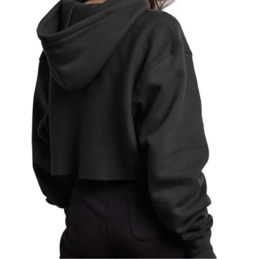 CHAMPION Reverse Weave Cropped Hoodie Black Small - Image 4