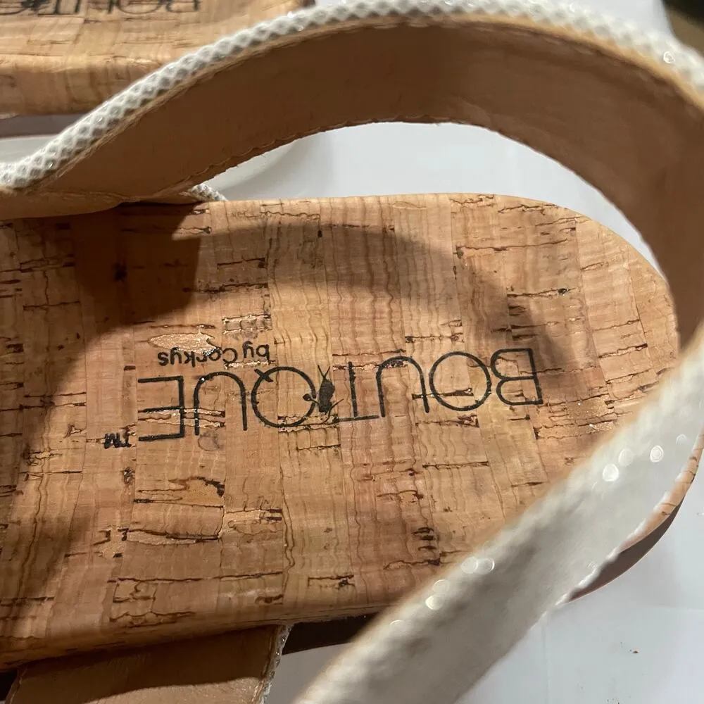 Corkys Boutique Silver Glitter Sandals Size 9 Fresh Cork EUC - Image 4