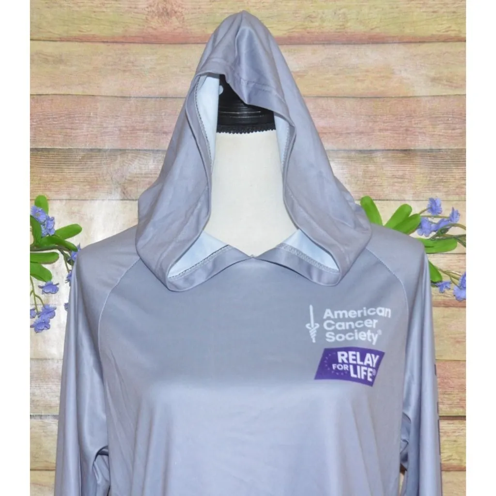 American Cancer Society Relay For Life Unisex M Purple Ombre Hooded Sweatshirt Size M - Image 2