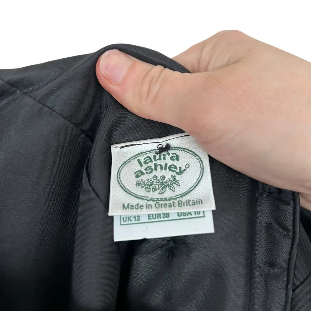 Vintage 80s Laura Ashley Black Velvet Dress Sz 10 - Image 5