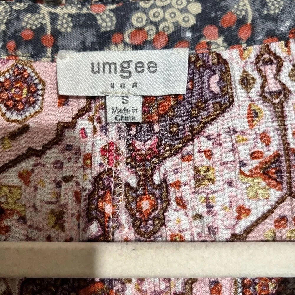 Umgee Tunic Top Womens Small Multicolor Boho Colorful Mix Print Gauze Blouse - Image 7