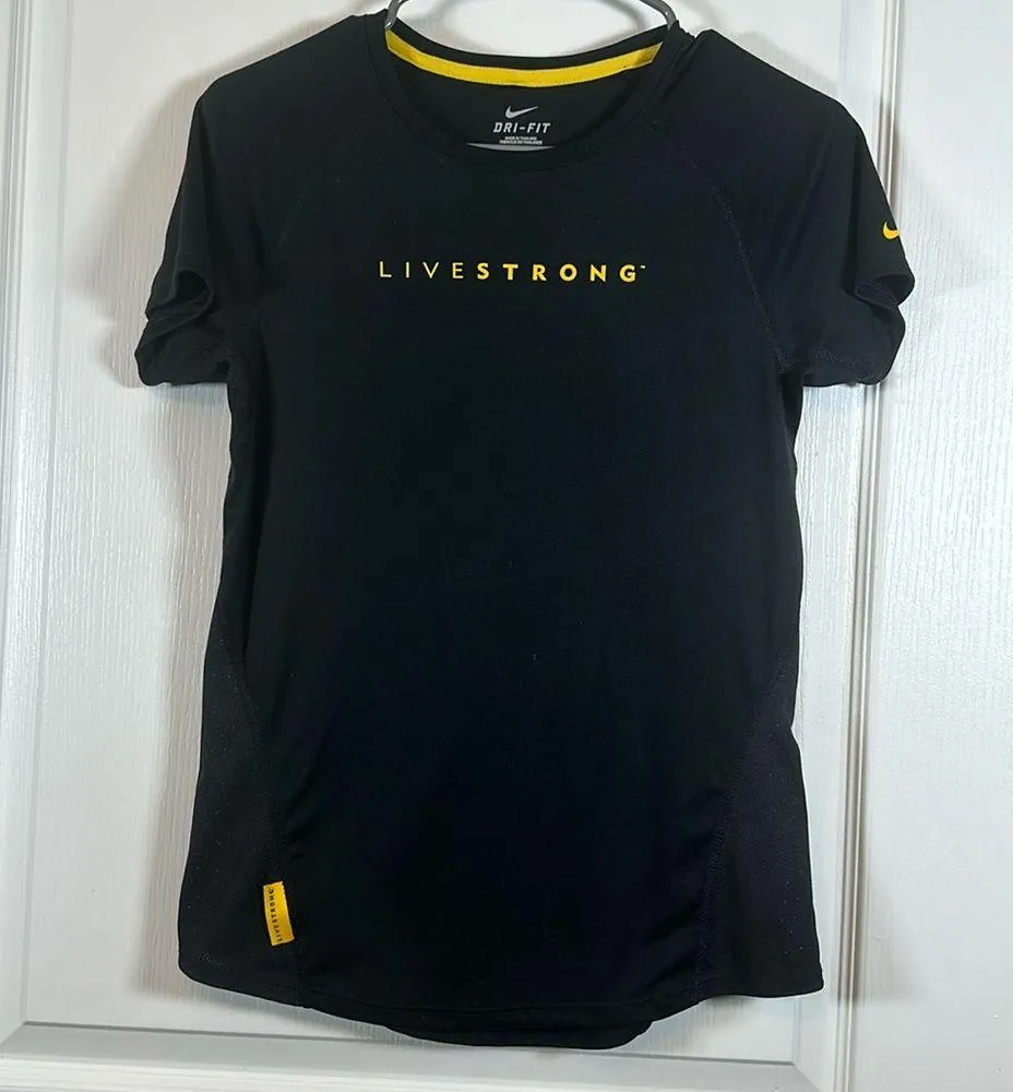 Nike Dri-Fit Black Livestrong Athletic Activewear Gym Shirt Size Small EUC #6710 - Image 2