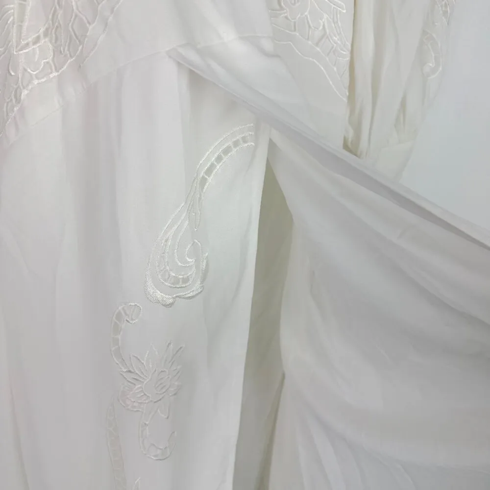 NWT ASOS EDITION High Neck Cutwork Embroidered Midi Dress W/ Full Skirt Size 14 White - Image 5