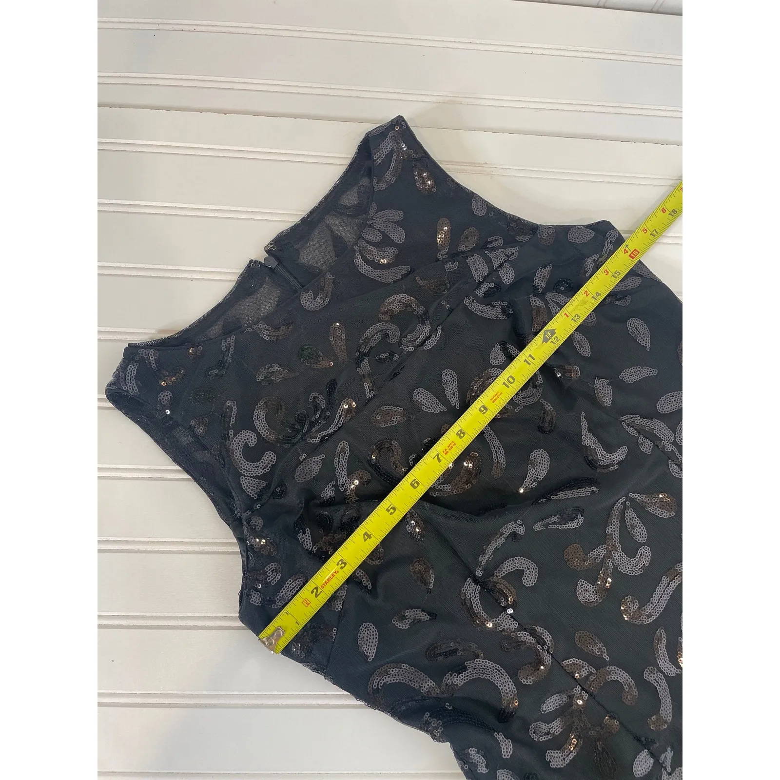 American Living Womens Black Sequined Party Dress Cocktail Sleeveless Mini Sz 2 - Image 3