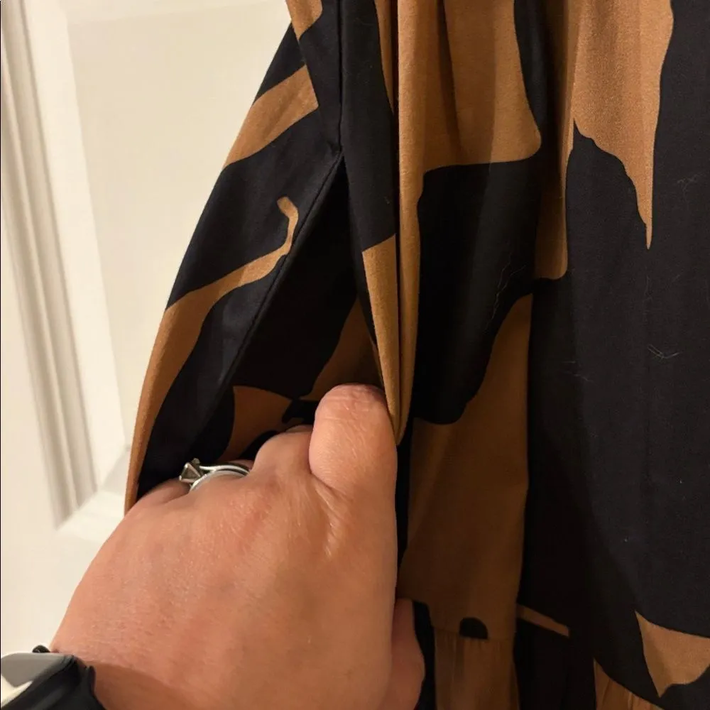 Crosby by Mollie Burch Watts Cotswold Abstract Print Midi Dress With High Collar - Image 6