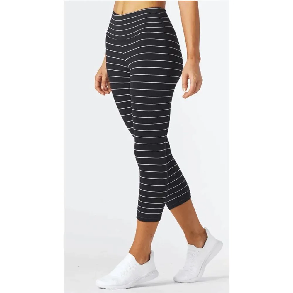Glyder Black White Pinstriped VITAL 7/8 Yoga Leggings Large - Image 6