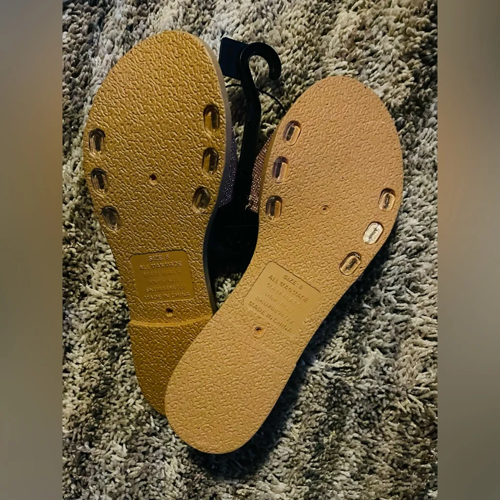 NWT Just Be Women's Glittery Pink Slide Sandals - Image 4