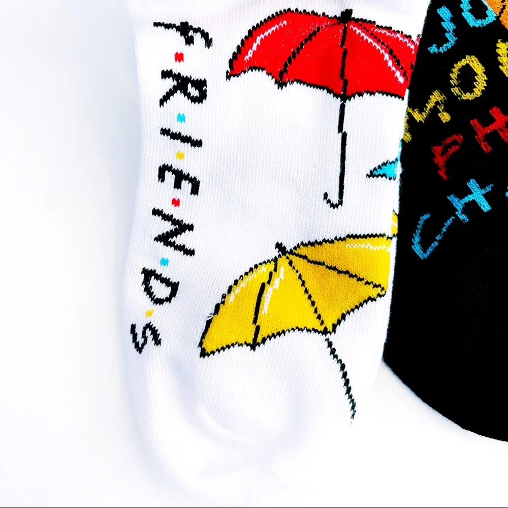 Friends 90s TV Show Womens No Show Socks 5 Pairs Fun Novelty Gift Central Perk White - Image 4