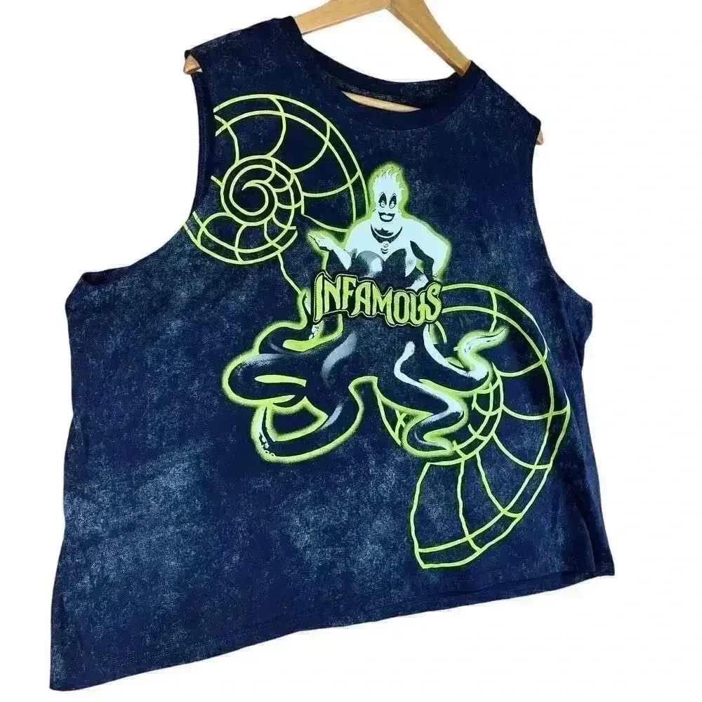 Disney The Little Mermaid Ursula Infamous‎ Cropped Cotton Graphic Tank Top 1X - Image 2