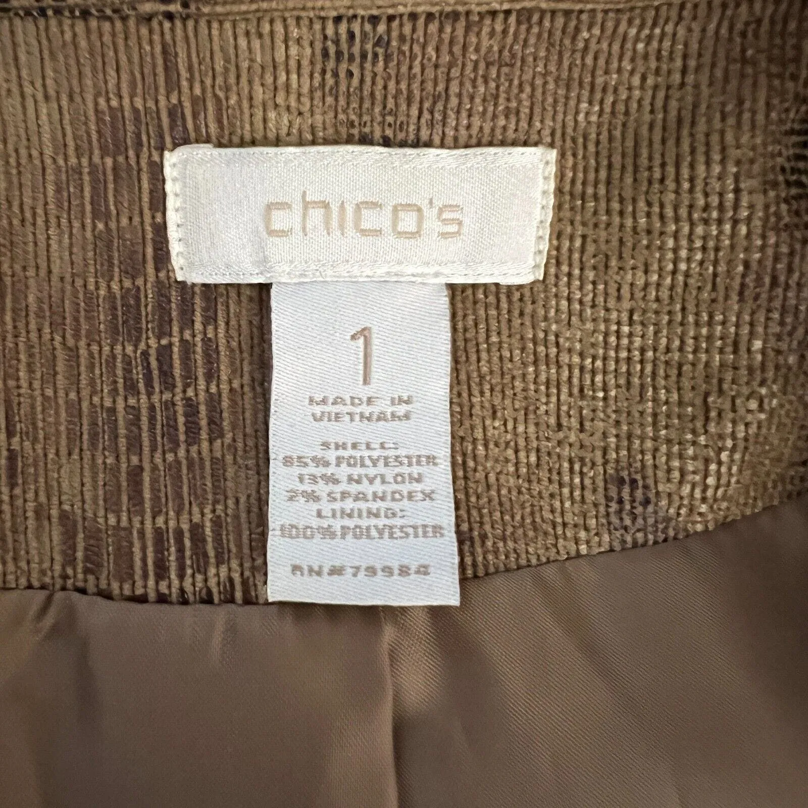 Chicos Blazer Womens Medium Brown Snakeskin Print‎ Three Button Rocker Edgy - Image 7