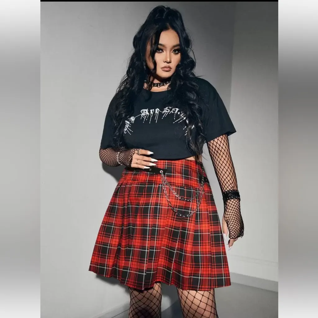 Plaid Red Skirt - Image 2