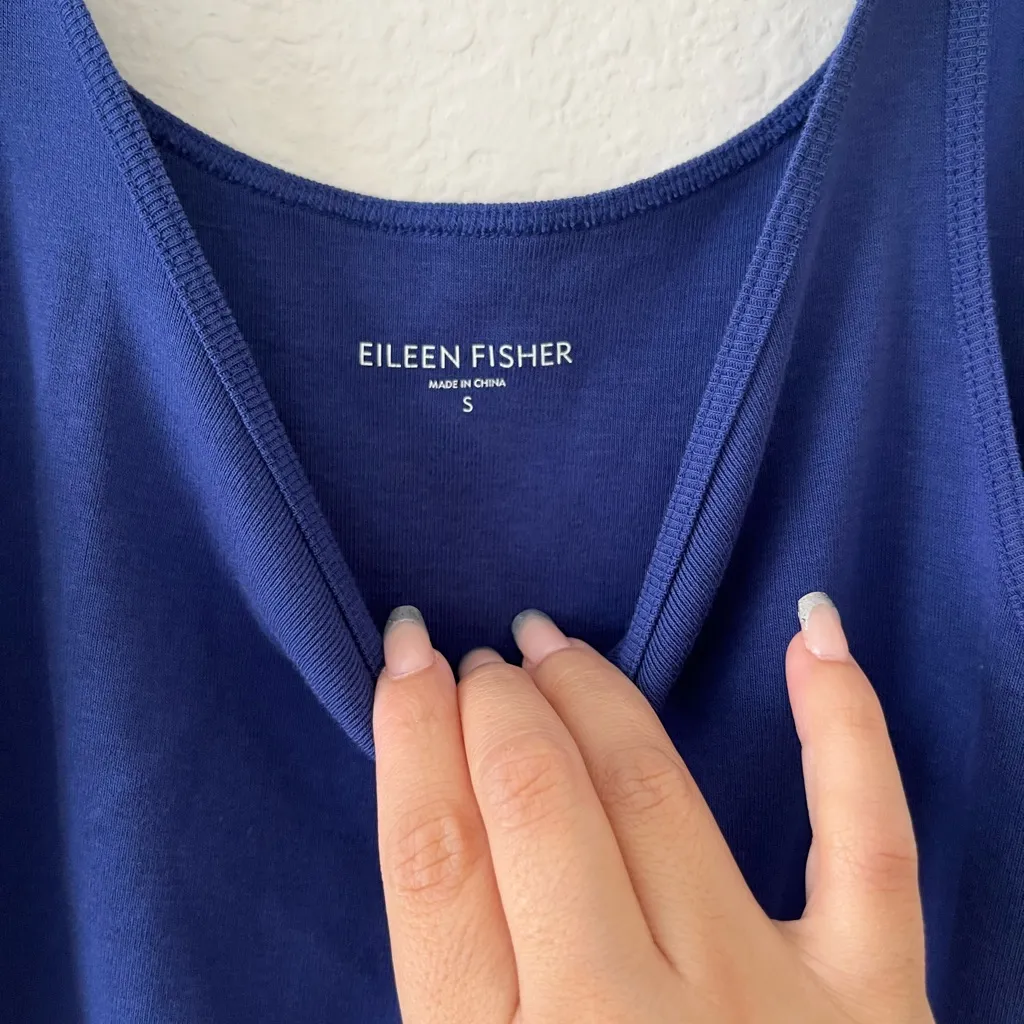NEW Eileen Fisher  Organic Cotton Tank Shirt Choose Size‎ Small Blue - Image 3