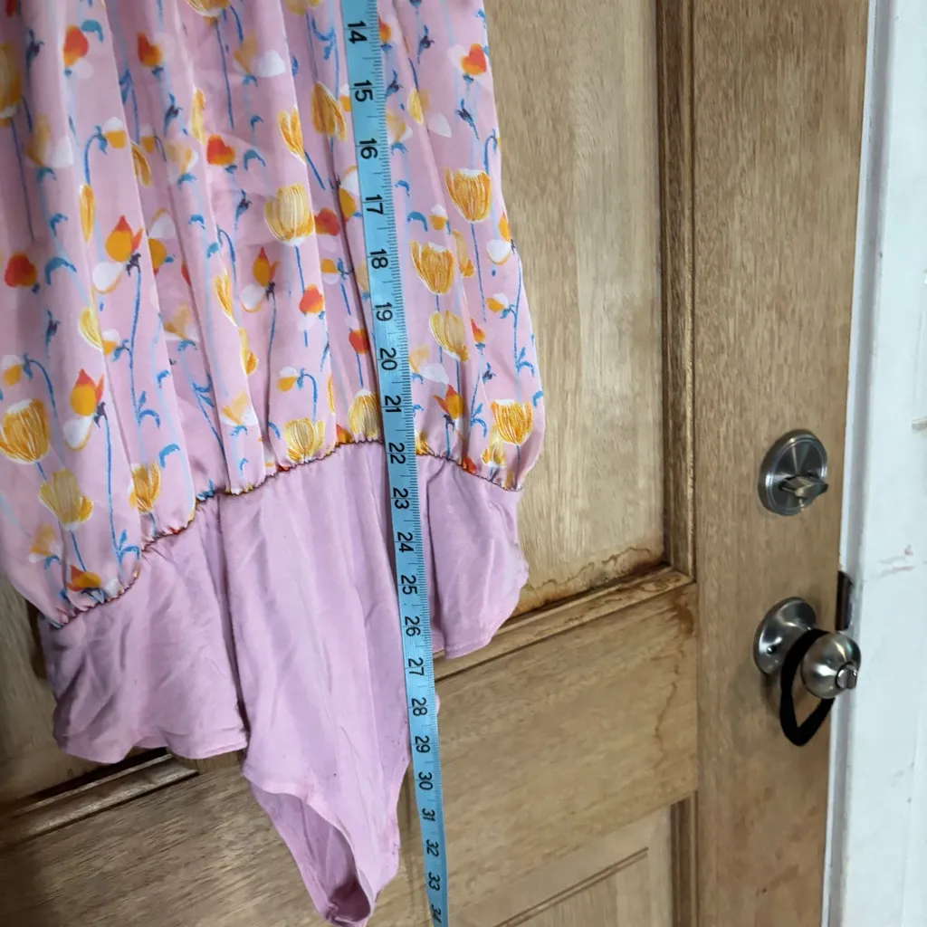 Ro&De women’s‎ pink Floral Pink Bodysuit size L - Image 6