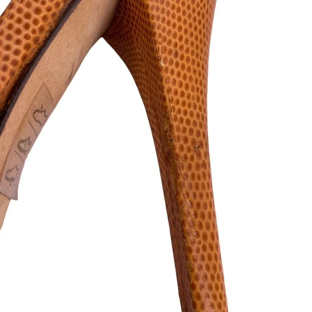 FENDI Brown Leather Karung Platform Peep Toe Pumps Size 36 Booties - Image 11