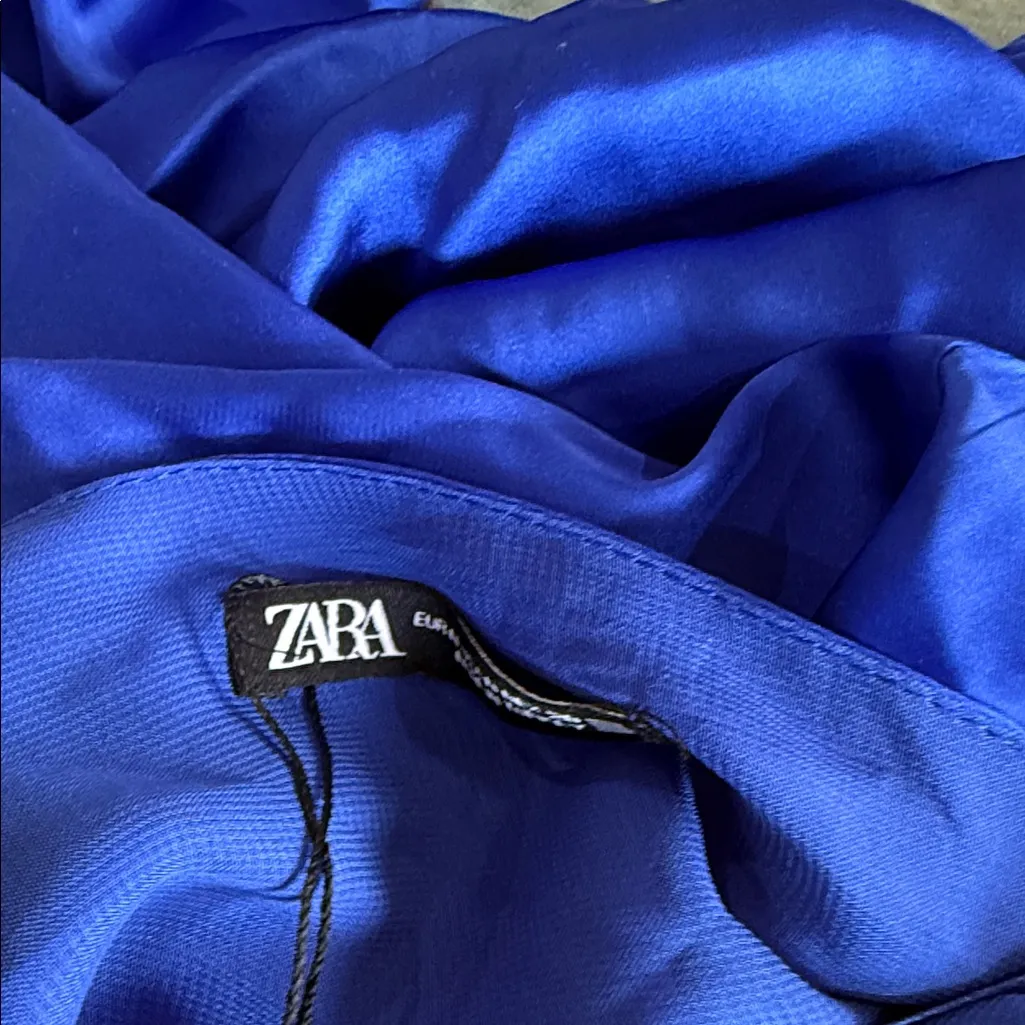 NWOT ZARA OPEN BACK SATIN EFFECT BLOGGERS FAVE ROYAL BLUE CROP TOP - Image 6