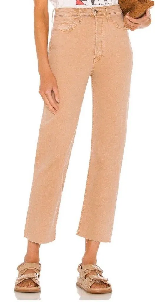 REDONE 70s Stove Pipe in Washed Khaki Skinny Jeans Women's Tan Jeans Size 26 - Image 2