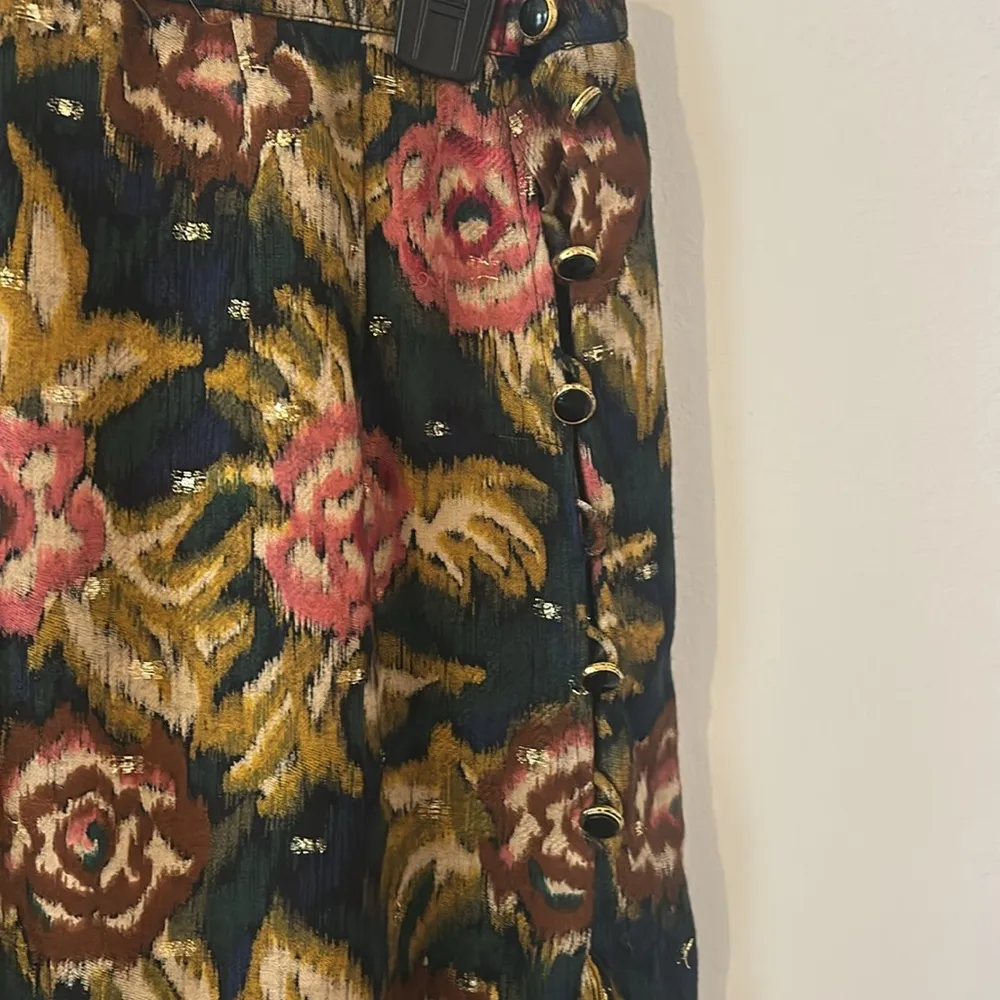 VINTAGE Emanuel Ungaro Black Floral Print Pencil Midi Skirt Size 10 - Image 2
