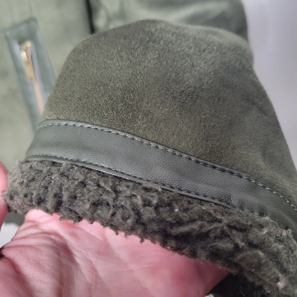 Green Aviator Sherpa Jacket Size Large - Image 5