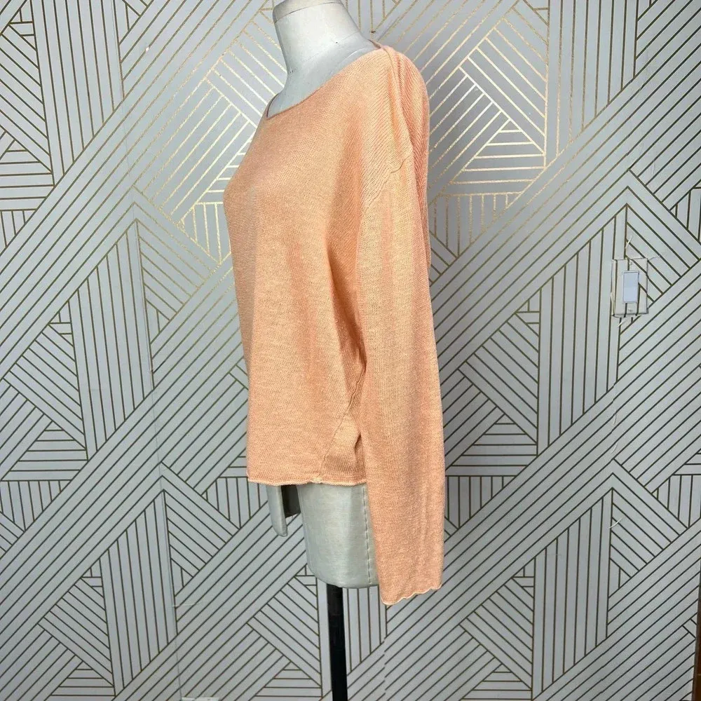 Eileen Fisher Vintage 100% Linen Sweater‎ in Orange Size US Large - Image 5