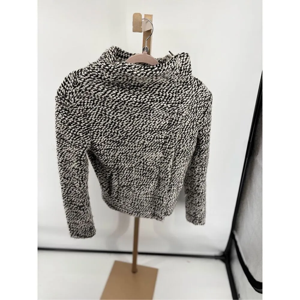 Blank NYC Boucle Knit Motorcycle Moto Jacket Black White Women’s Size XS - Image 13