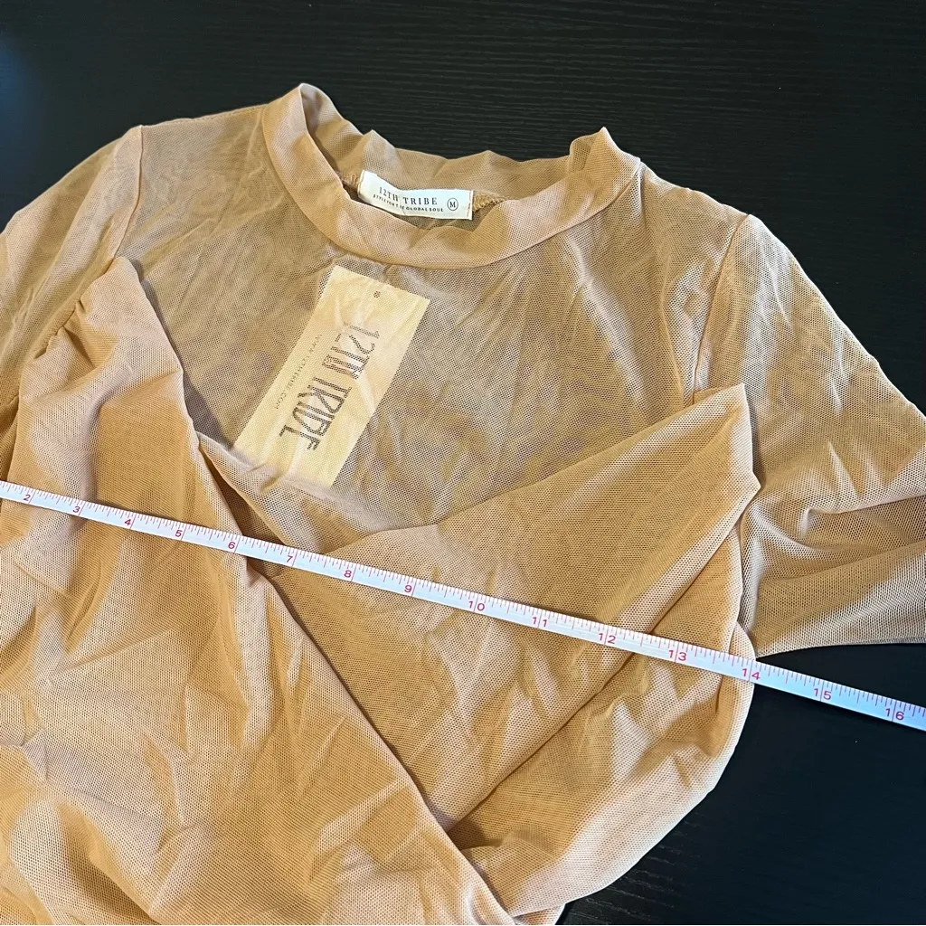 12TH TRIBE Jenna Mesh Wrap Top NWT Medium Beige Tan - Image 10