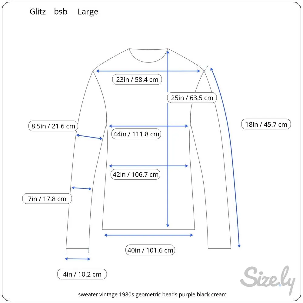 sweater vintage 1980s geometric beads purple black cream Size L - Image 2