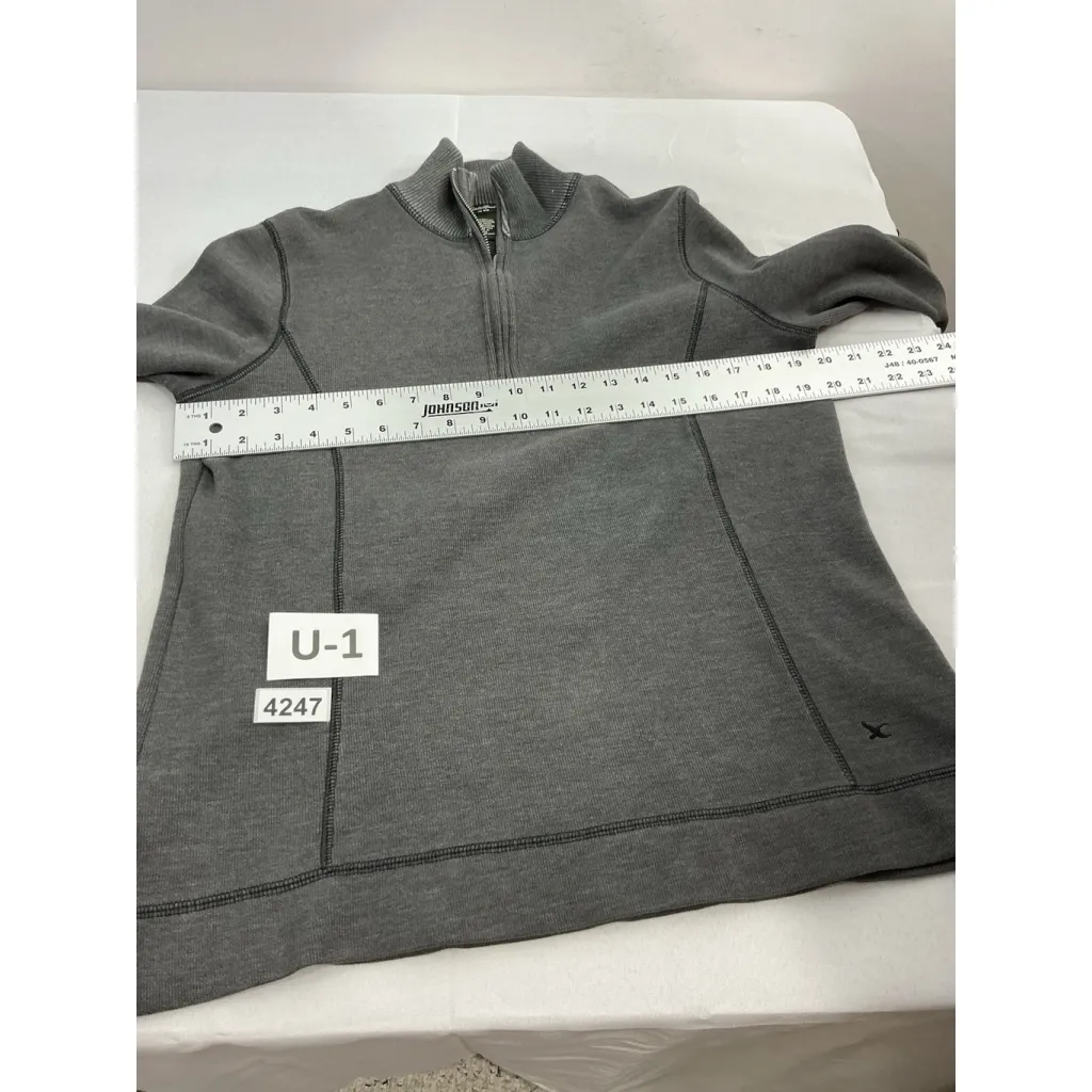 Womans Eddie Bauer Pullover Sweatshirt large Gray Mock Neck Long Sleeve 1/4 Zip - Image 5