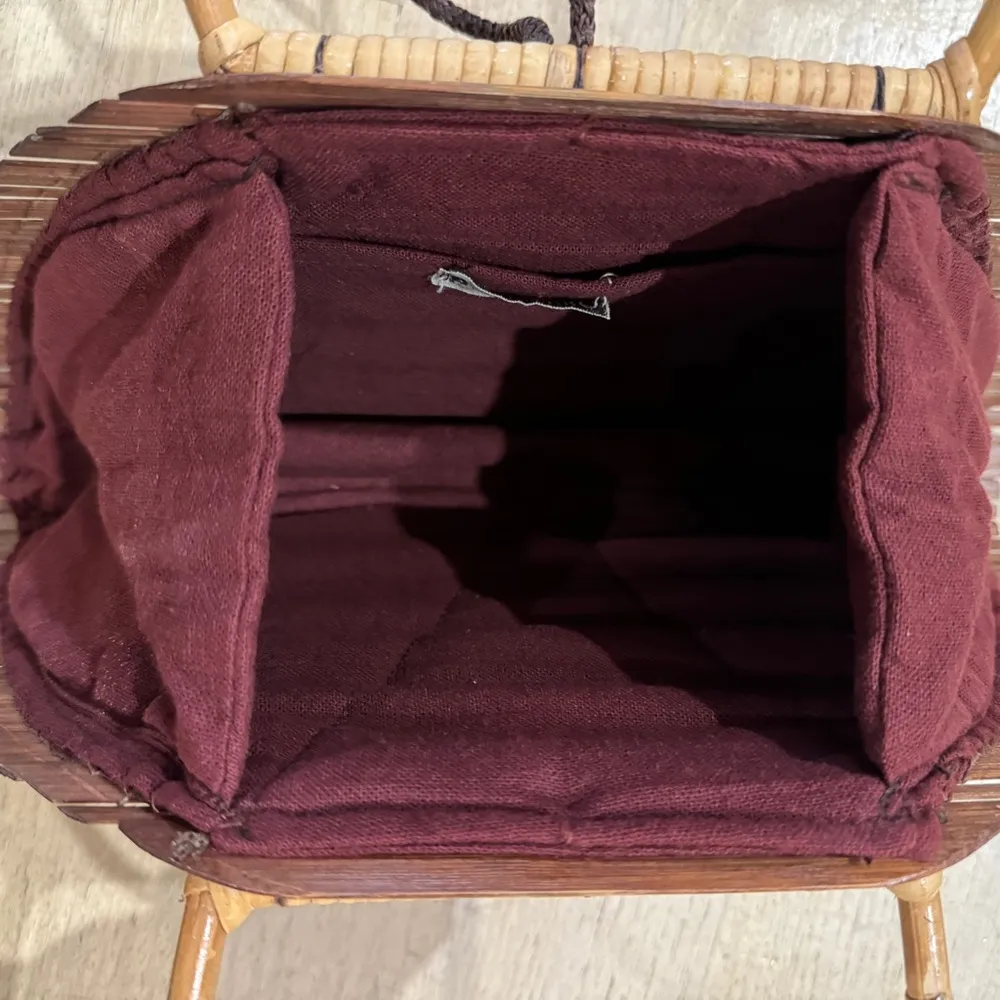 Mistero vintage natural bamboo small half moon handbag EUC Brown - Image 3