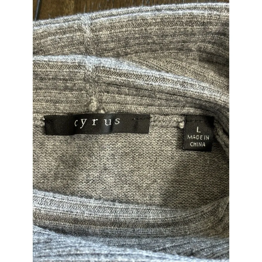 Cyrus Rayon Blend Tight Knit Gray Cowl Neck Dolman Sleeve Sweater w/Pockets L - Image 6