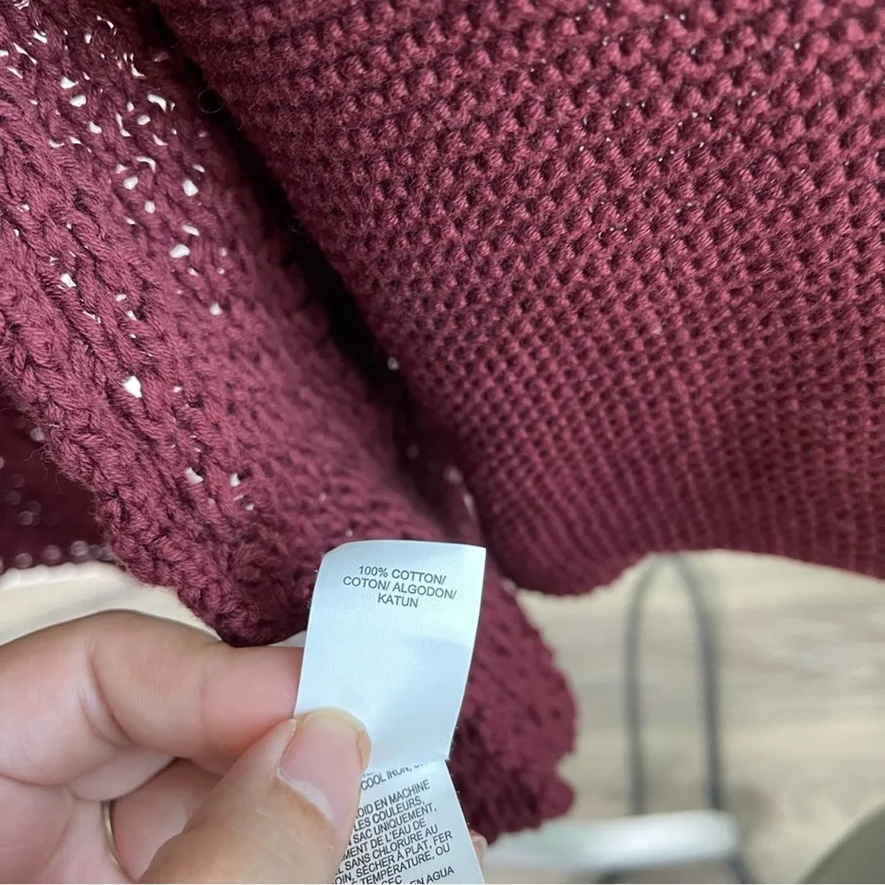Lucky Brand burgundy knit sweater cardigan size large‎ - Image 4