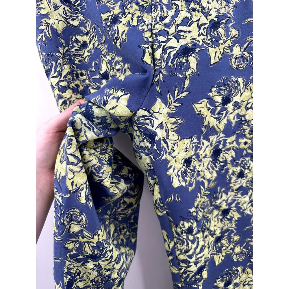 Soft Surroundings Elisabetta Floral Print Gold Detail Pants Style Size Large - Image 5