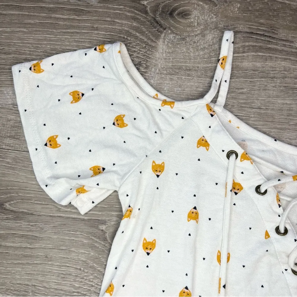 Fox Cold Shoulder Lace Up V neck Top Blouse S/M White Size M - Image 3