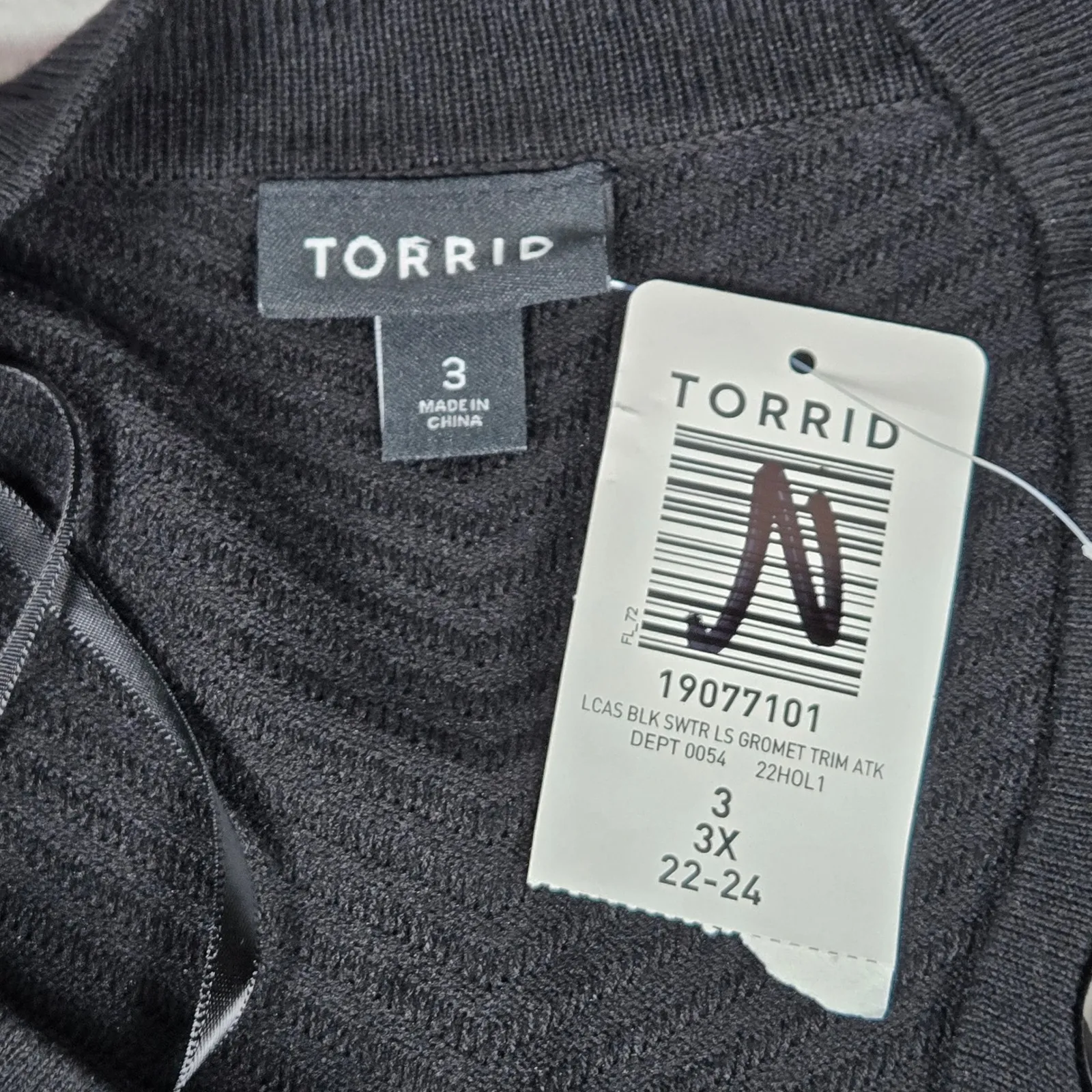 Torrid Black Ribbed At The Knee Sweater Gromet Dress Long‎ Sleeve Size 3 22 24 - Image 4