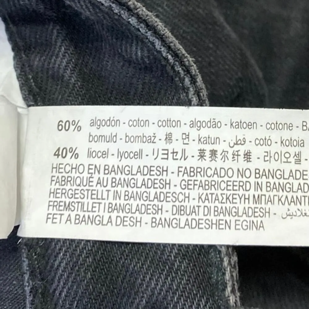 Zara Women's Black Straight Wide Leg Mid Rise Baggy Cargo Denim Jeans Pants Sz 2 - Image 5