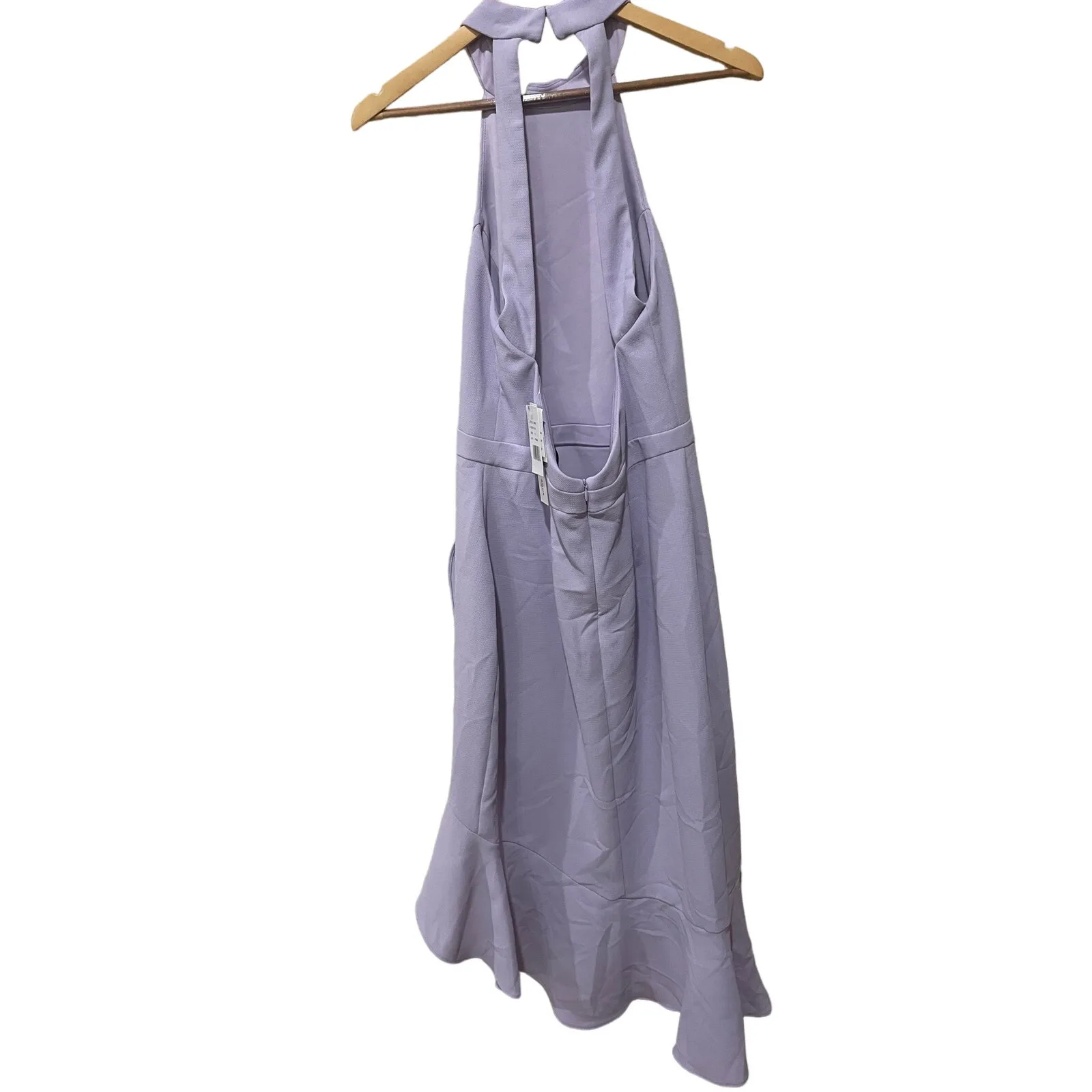 Aqua Lilac Crepe Scoop Neck Ruffle Midi‎ Dress Size 6 New - Image 4